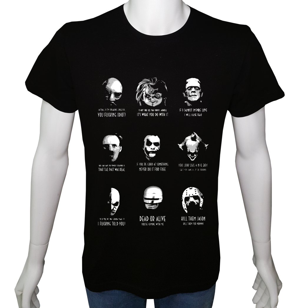 Unisex T-shirt Siyah 'Sinema&Dizi/Korku1' Baskılı