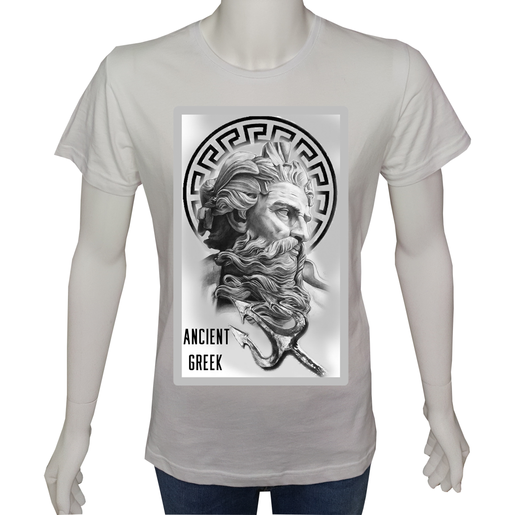 Unisex T-shirt Beyaz 'Antik Kültürler / Antik Yunan1' Baskılı