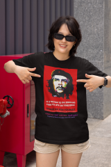 Unisex T-shirt Siyah 'Uyandırma Servisi / CheGuevera1' Baskılı