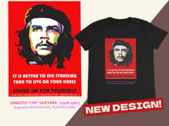 Unisex T-shirt Siyah 'Uyandırma Servisi / CheGuevera1' Baskılı