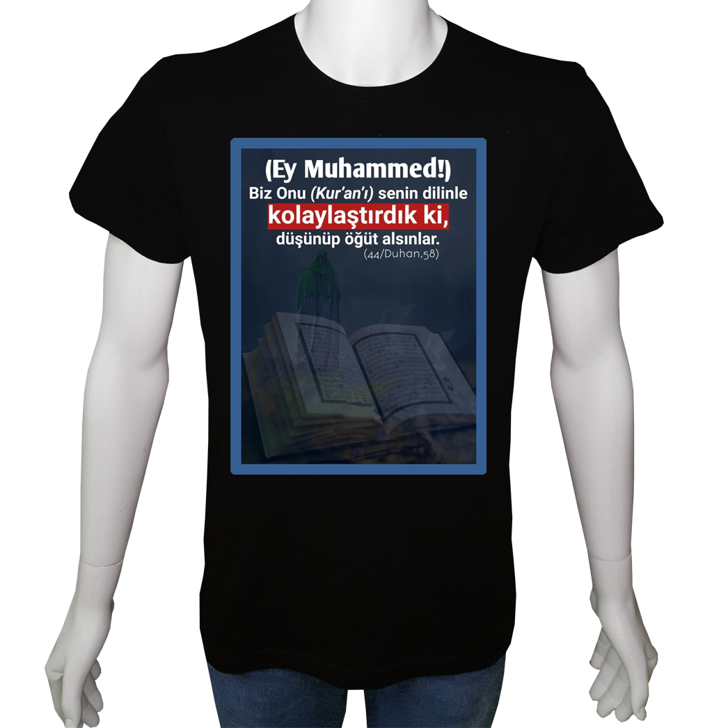 Unisex T-shirt Siyah 'Din&İnanç / Kuran2' Baskılı
