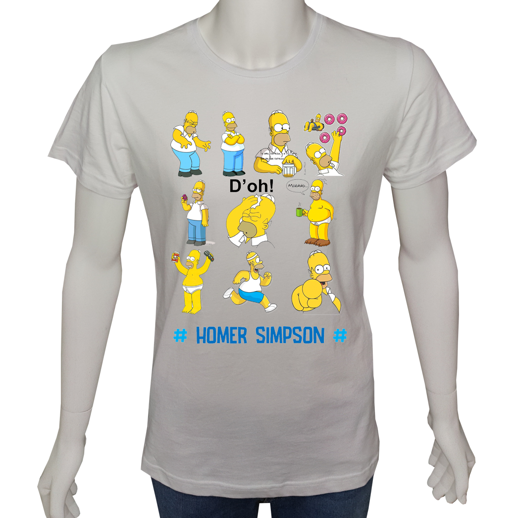 Unisex T-shirt Beyaz 'Çizgi Film&Roman / Simpsons4' Baskılı