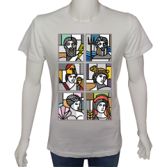 Unisex T-shirt Beyaz 'Antik Kültürler / Antik Yunan2' Baskılı