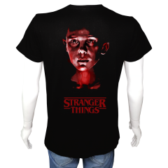 Unisex T-shirt Siyah 'Sinema&Dizi/StrangerThings1' 2Baskılı