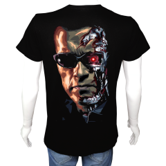 Unisex T-shirt Siyah 'Sinema&Dizi/Terminatör1' 2Baskılı