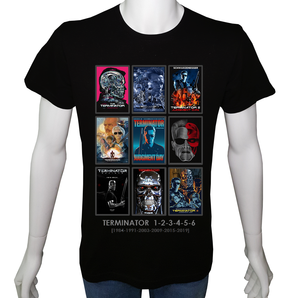 Unisex T-shirt Siyah 'Sinema&Dizi/Terminatör1' 2Baskılı