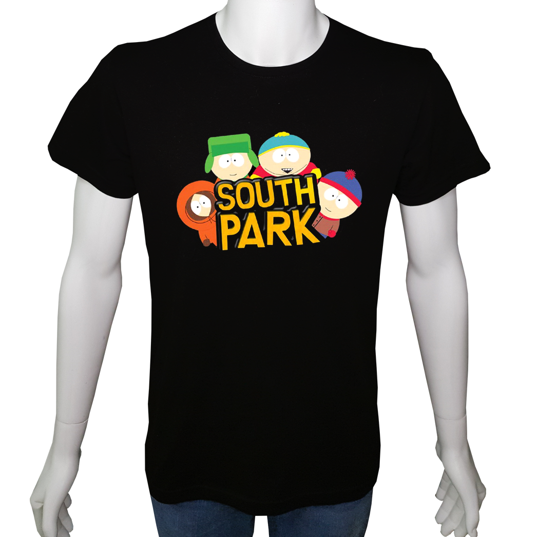 Unisex T-shirt Siyah 'Çizgi Film&Roman / SouthPark1' Baskılı