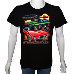 Unisex T-shirt Siyah 'Oto / FireBird' Baskılı