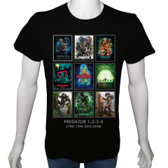 Unisex T-shirt Siyah 'Sinema&Dizi/Predatör1' 2Baskılı