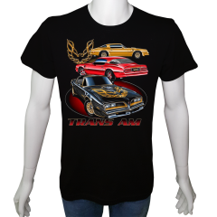 Unisex T-shirt Siyah 'Oto / TransAm' Baskılı