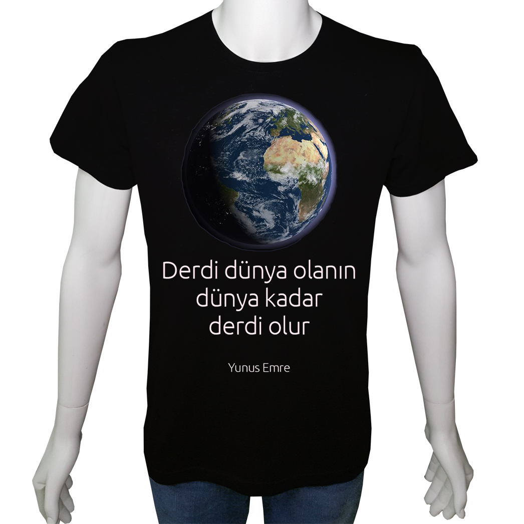 Unisex T-shirt Siyah 'Din&İnanç / Yunus Emre2' Baskılı