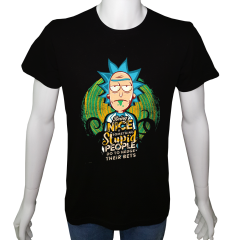 Unisex T-shirt Siyah 'Çizgi Film&Roman / Rick&Morty1' Baskılı