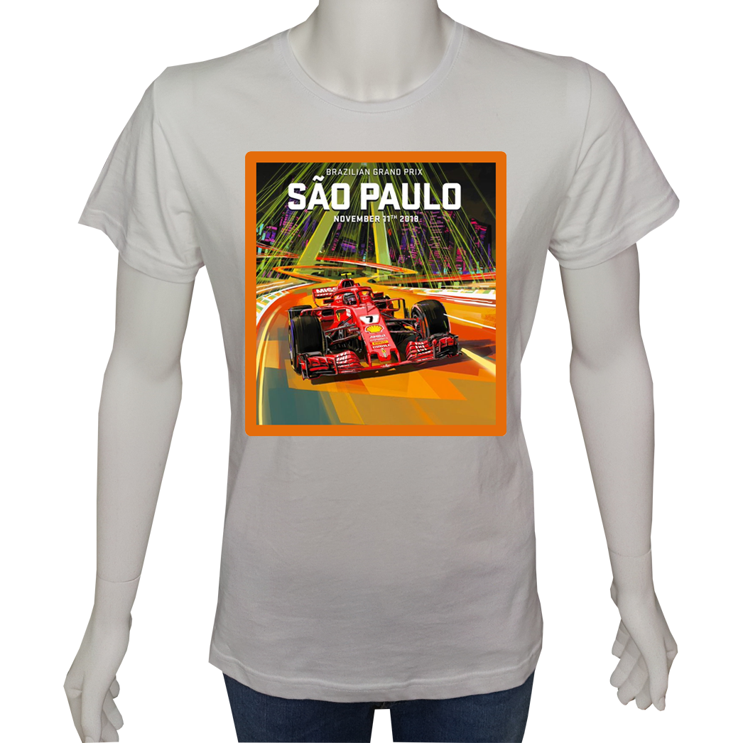 Unisex T-shirt Beyaz 'Oto / Formula2' Baskılı