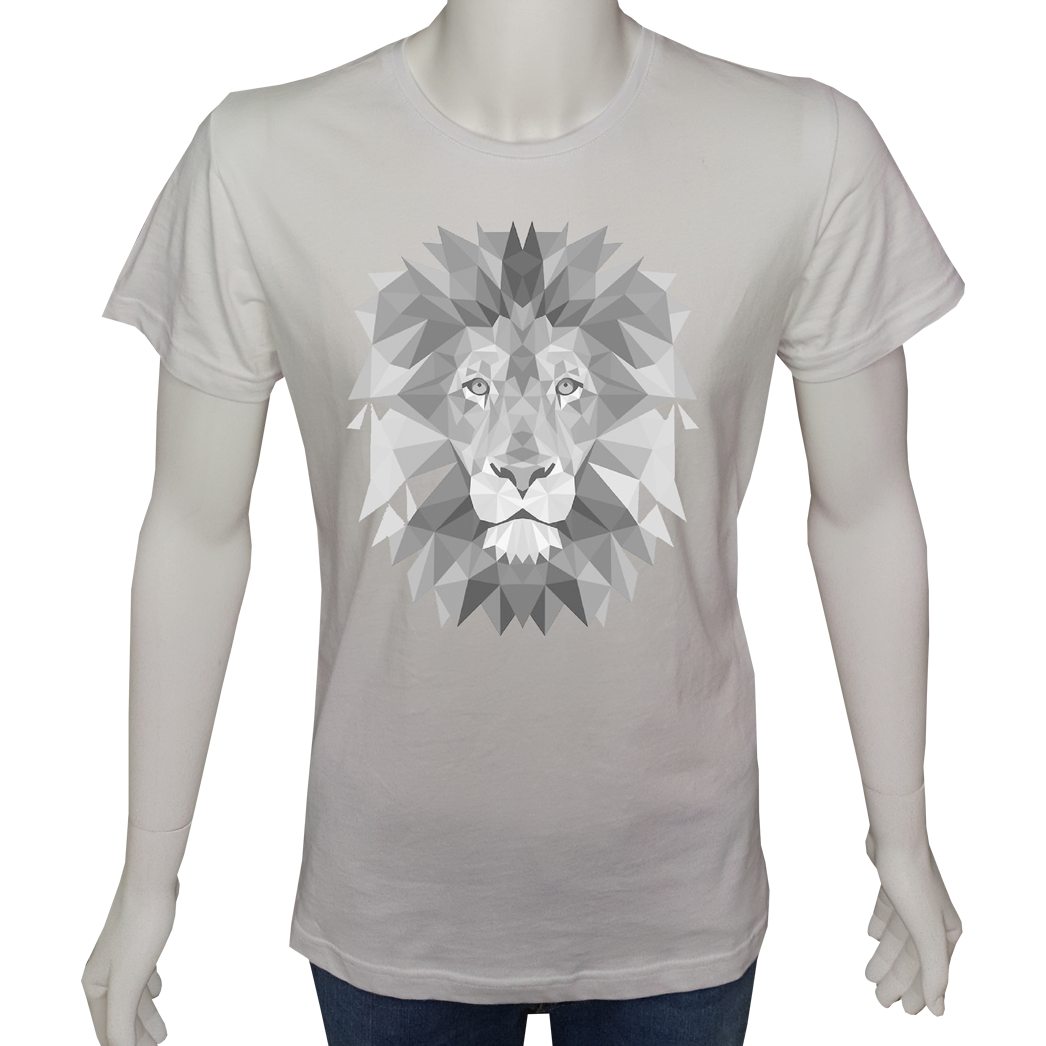 Unisex T-shirt Beyaz 'Serin Beyaz / Aslan' Baskılı