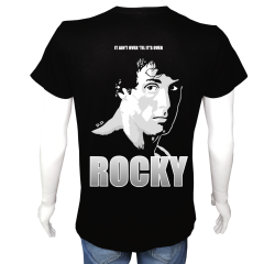 Unisex T-shirt Siyah 'Sinema&Dizi/Rocky1' 2Baskılı