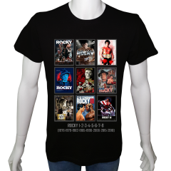 Unisex T-shirt Siyah 'Sinema&Dizi/Rocky1' 2Baskılı
