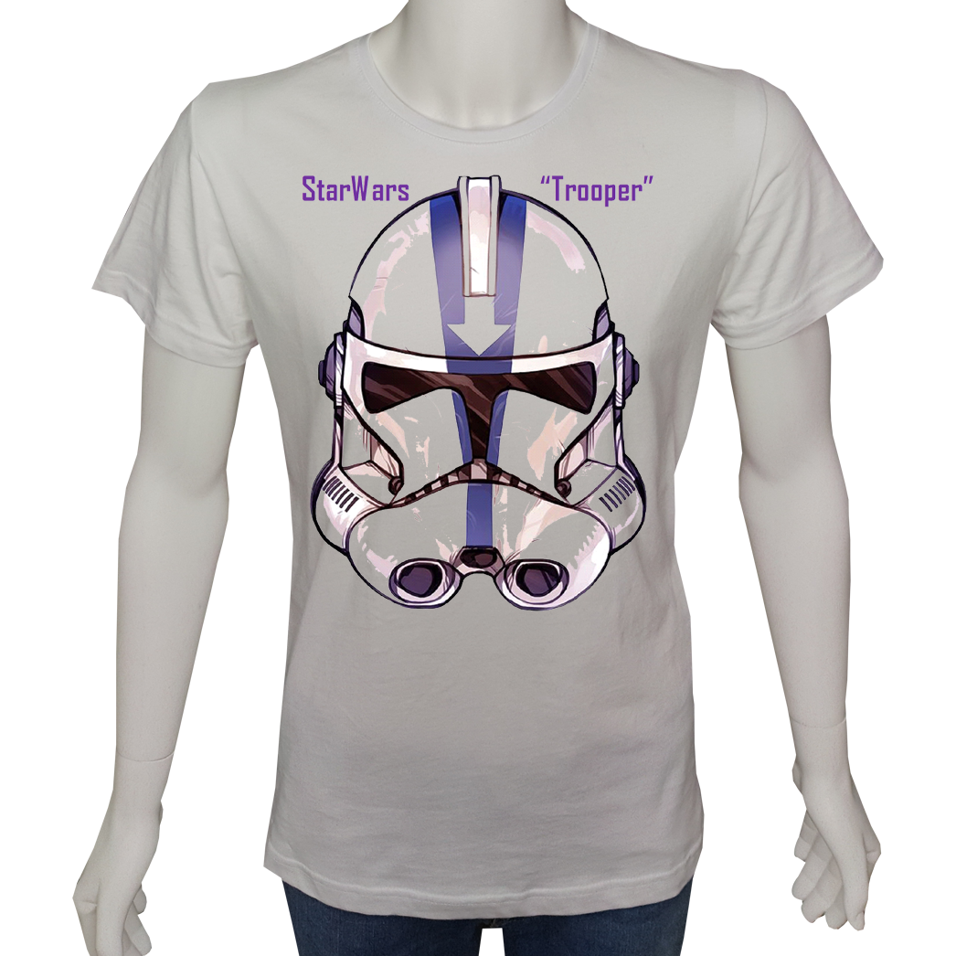 Unisex T-shirt Beyaz 'Sinema&Dizi/SW Trooper1' Baskılı