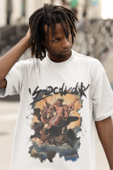 Oversize Unisex T-shirt Beyaz 'Mythology1' Baskılı