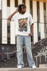 Oversize Unisex T-shirt Beyaz 'Mythology1' Baskılı