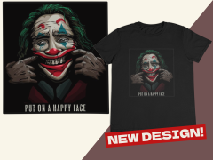 Unisex T-shirt Siyah 'PopArt / Joker1' Baskılı