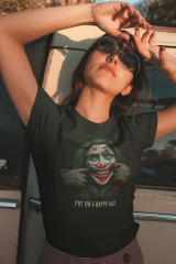 Unisex T-shirt Siyah 'PopArt / Joker1' Baskılı