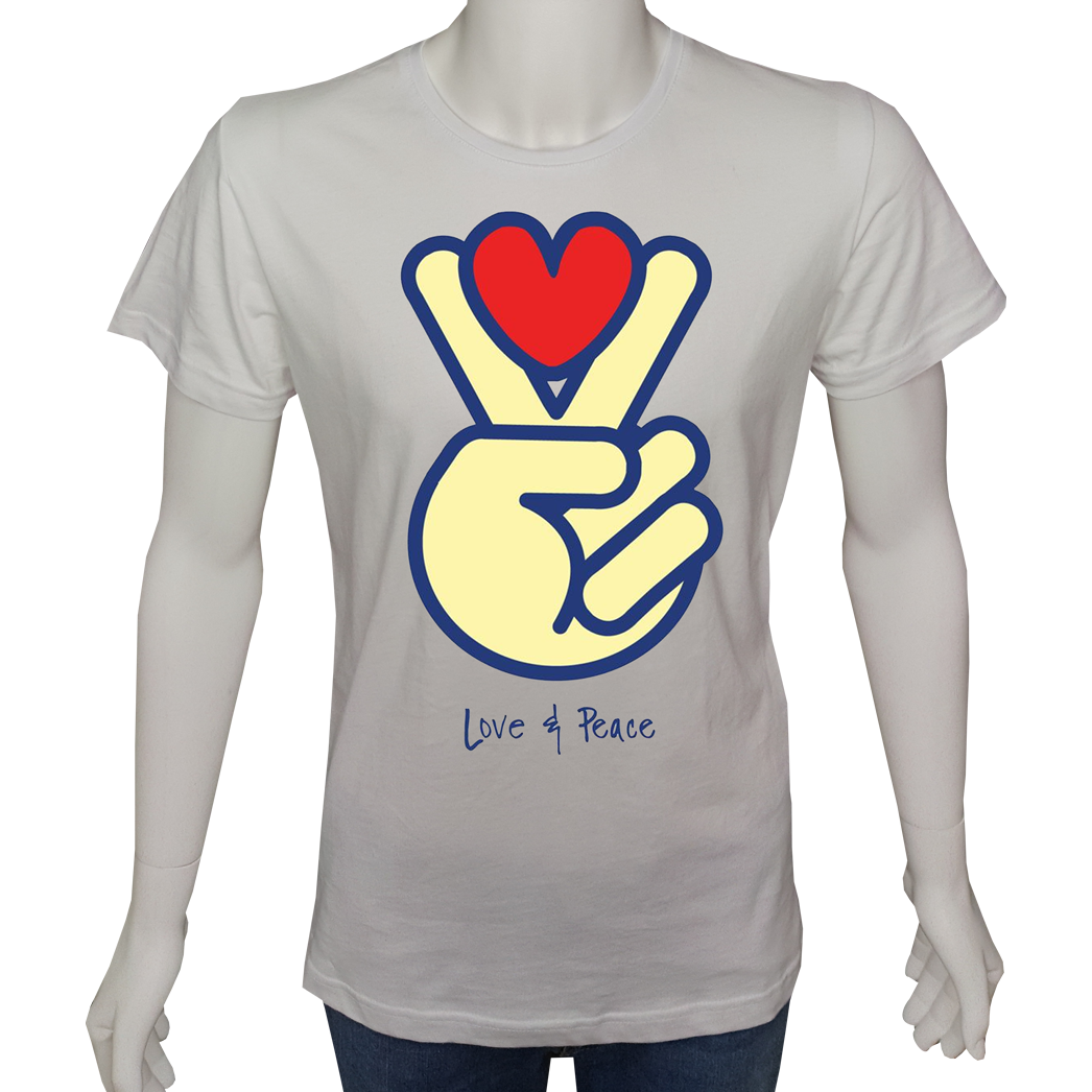 Unisex T-shirt Beyaz 'UyandırmaServisi / Barış2' Baskılı
