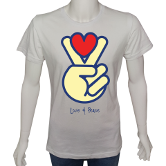 Unisex T-shirt Beyaz 'UyandırmaServisi / Barış2' Baskılı