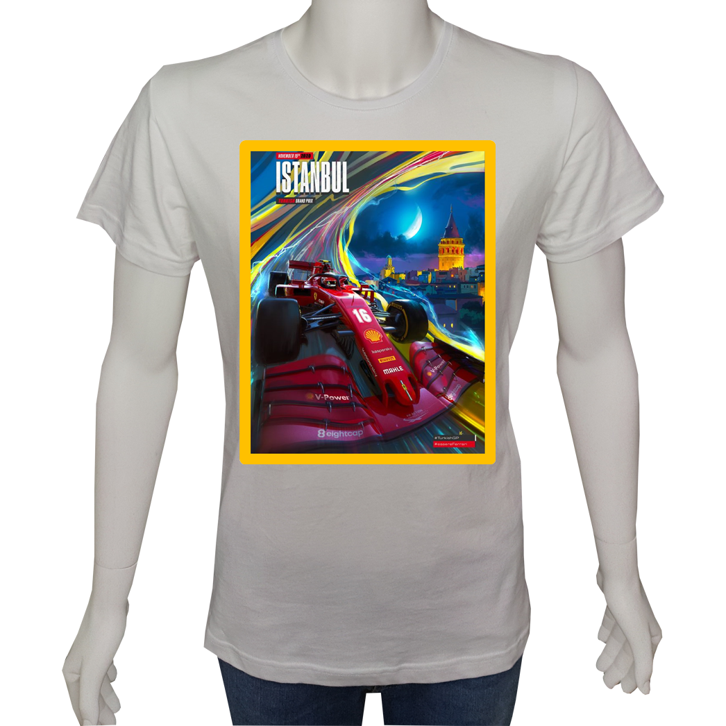 Unisex T-shirt Beyaz 'Oto / Formula5' Baskılı