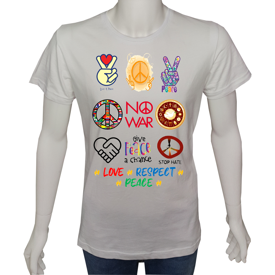 Unisex T-shirt Beyaz 'Uyandırma Servisi / Barış4' 2Baskılı