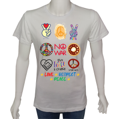 Unisex T-shirt Beyaz 'Uyandırma Servisi / Barış4' 2Baskılı