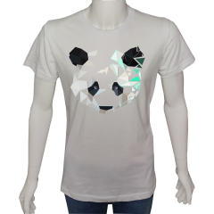 Unisex T-shirt Beyaz 'Serin Beyaz / Panda' Baskılı