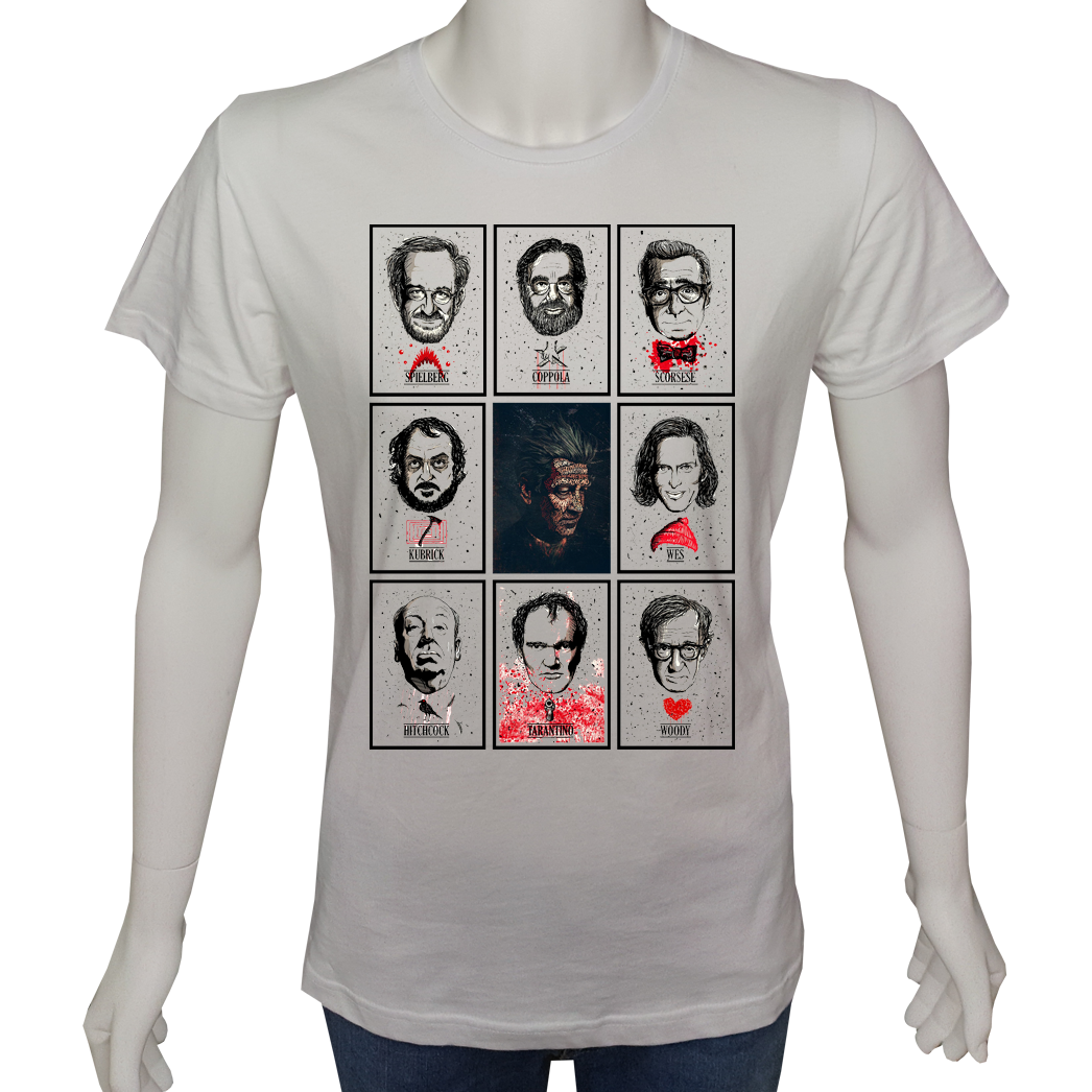 Unisex T-shirt Beyaz 'Sinema&Dizi/Ünlü Yönetmenler' Baskılı
