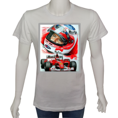 Unisex T-shirt Beyaz 'Oto / Formula6' Baskılı
