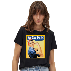 Kadın T-shirt Siyah 'Kadının Gücü2' Baskılı