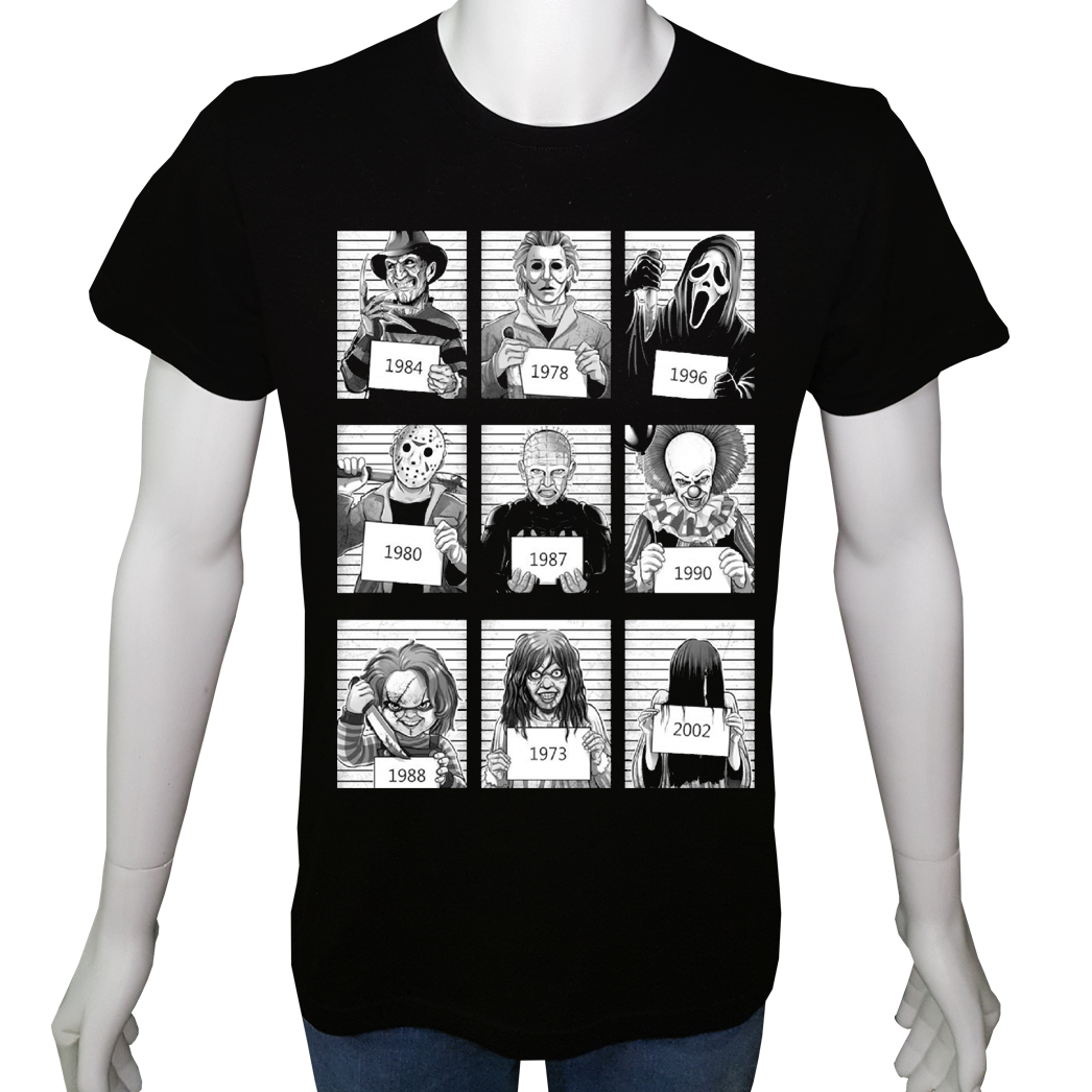 Unisex T-shirt Siyah 'Sinema&Dizi/Korku2' Baskılı