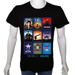 Unisex T-shirt Siyah 'Sinema&Dizi/TopGun1' 2Baskılı