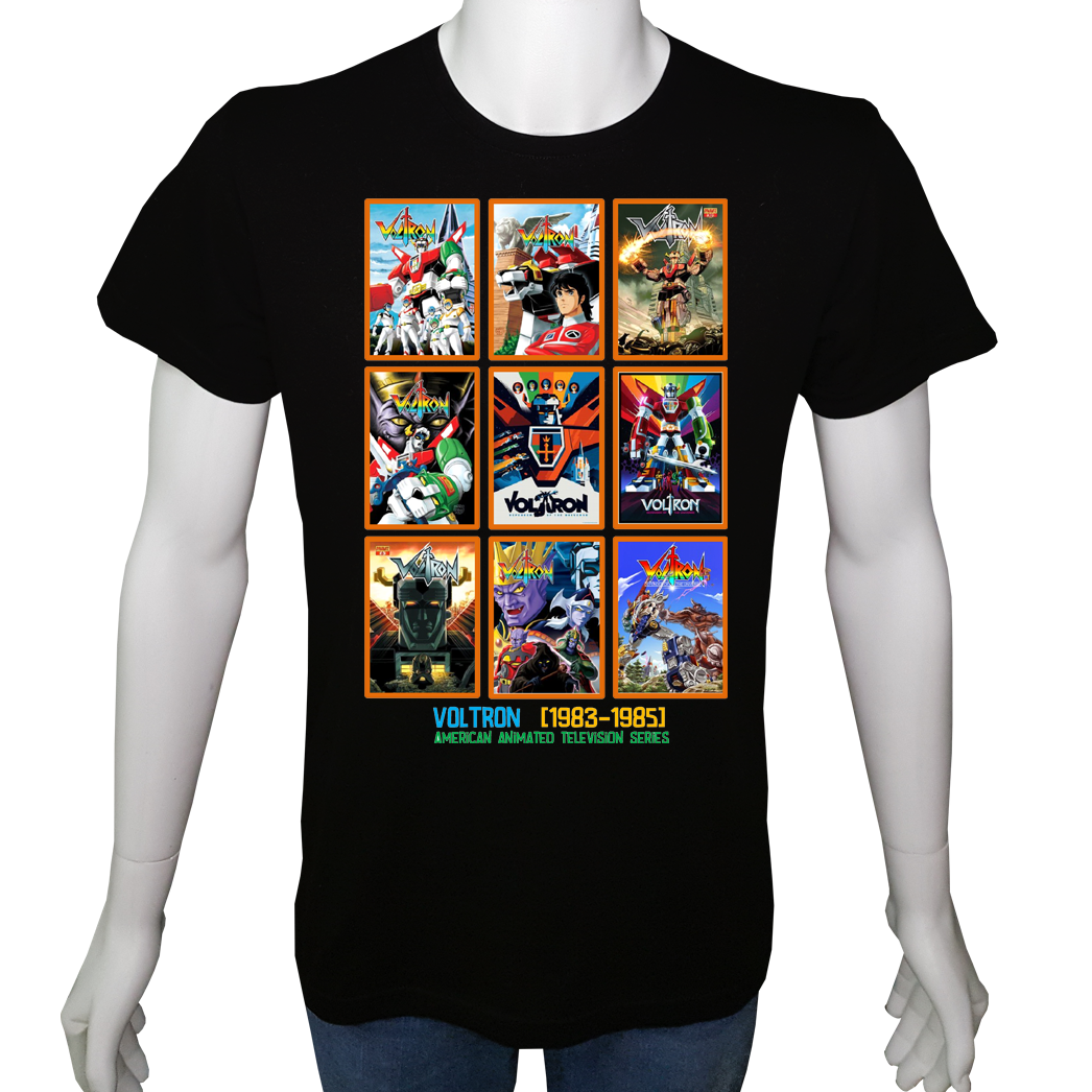 Unisex T-shirt Siyah 'Çizgi Film&Roman / Voltron' Baskılı