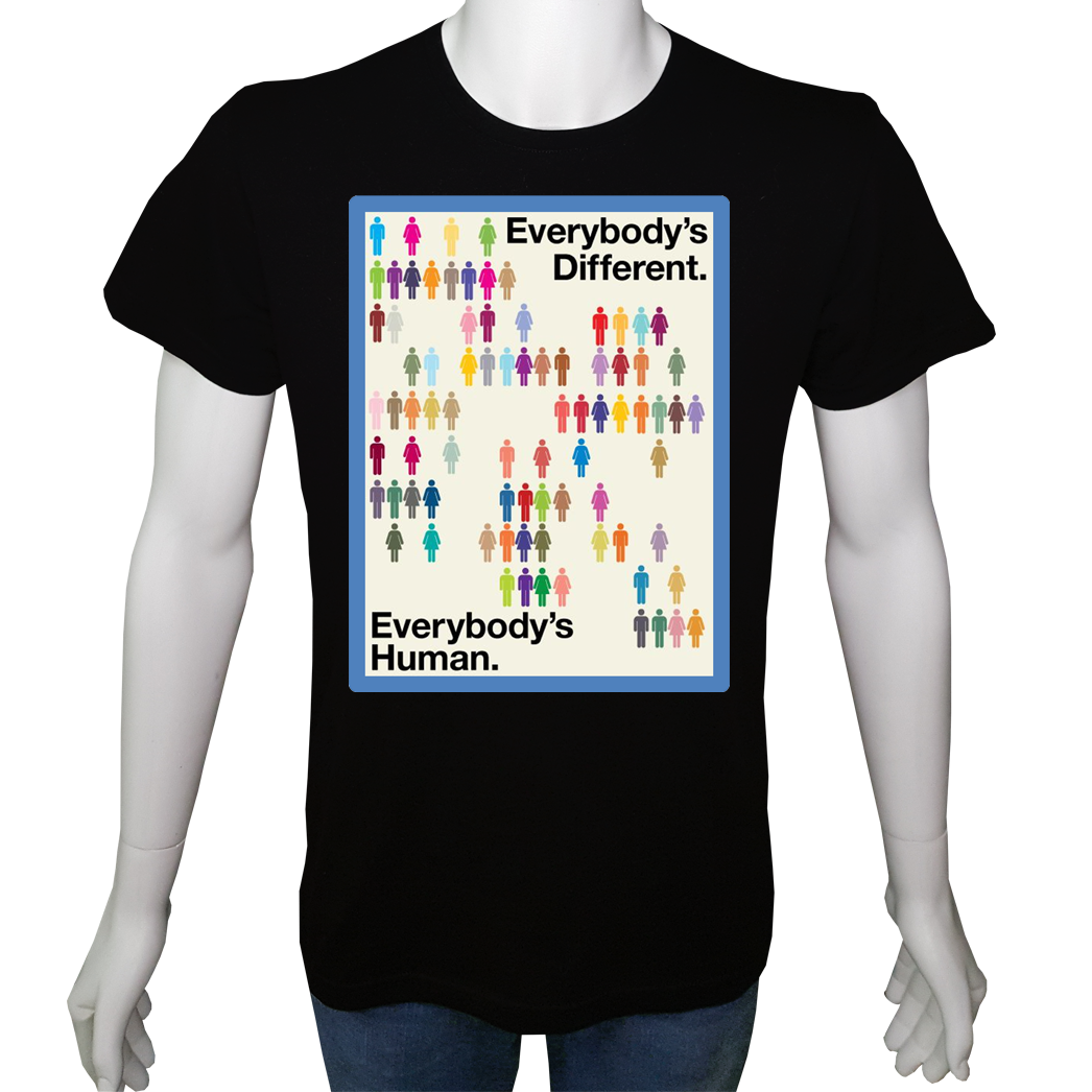 Unisex T-shirt Beyaz 'UyandırmaServisi / HerkesFarklıHerkesİnsan' Baskılı