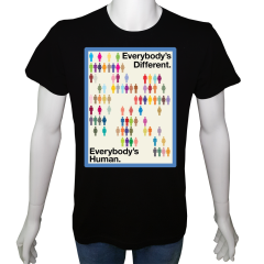 Unisex T-shirt Beyaz 'UyandırmaServisi / HerkesFarklıHerkesİnsan' Baskılı