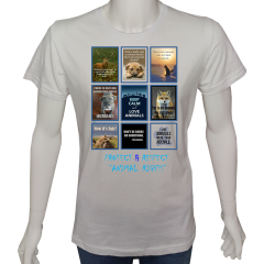 Unisex T-shirt Beyaz 'Doğa&Çevre/Hayvan Hakları4' Baskılı