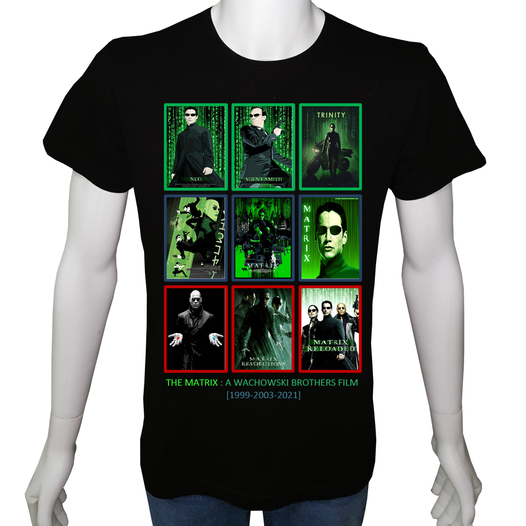 Unisex T-shirt Siyah 'Sinema&Dizi/Matrix1' 2Baskılı