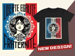 Kadın T-shirt Siyah 'Özgürlük Eşitlik Kardeşlik' Baskılı