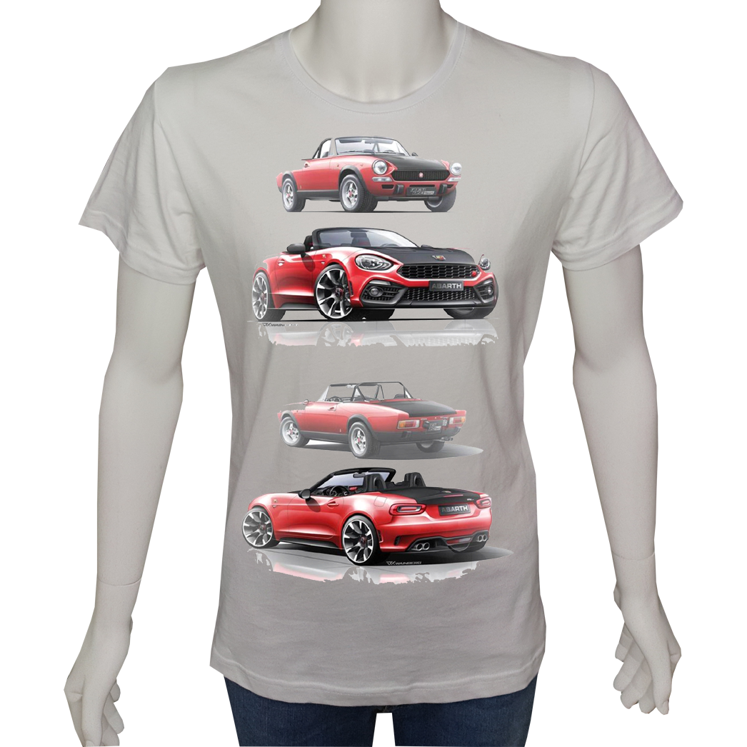 Unisex T-shirt Beyaz 'Oto / Abarth1' Baskılı