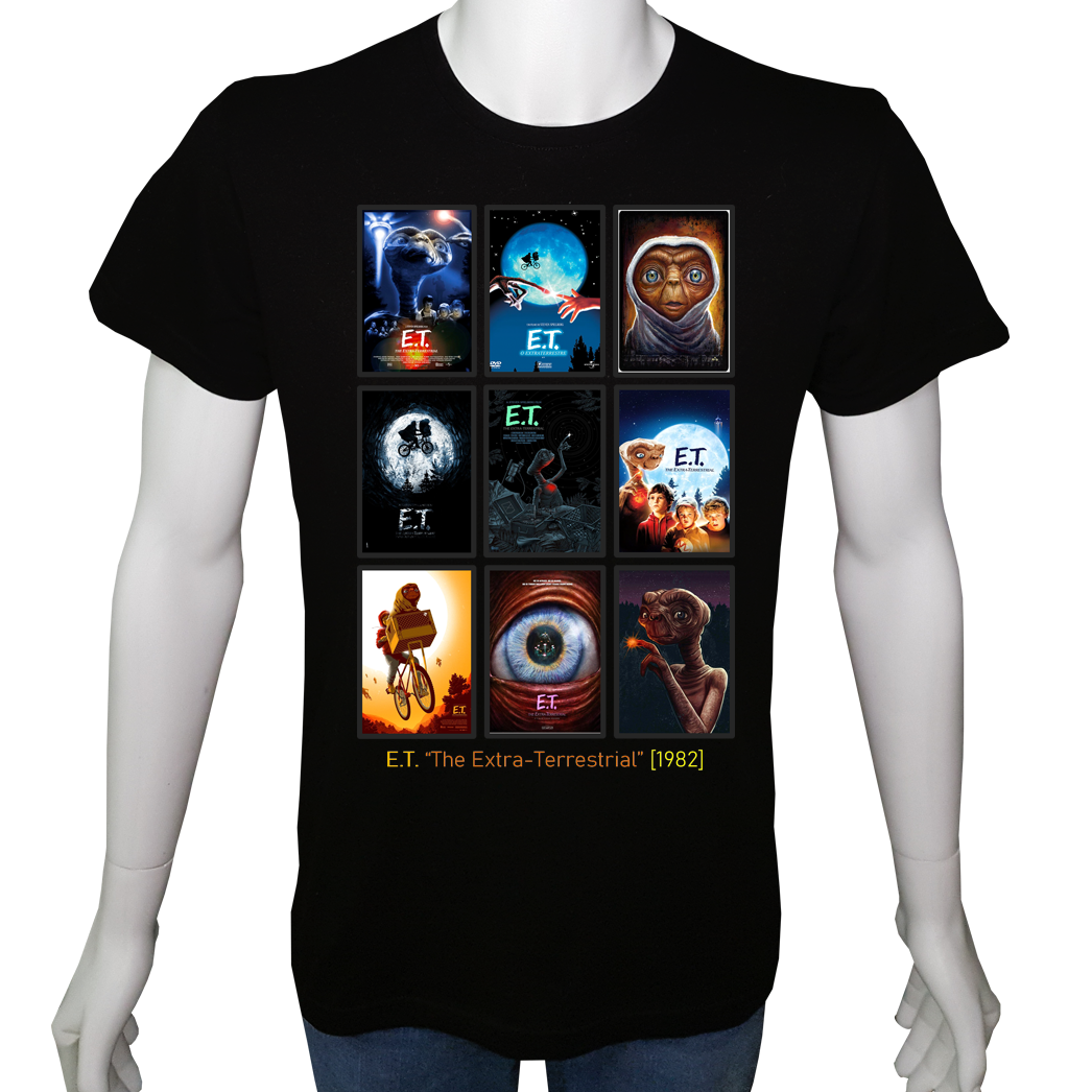 Unisex T-shirt Siyah 'Sinema&Dizi/ET1' 2Baskılı