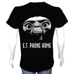 Unisex T-shirt Siyah 'Sinema&Dizi/ET1' 2Baskılı