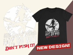 Kadın T-shirt Siyah 'Uçan Cadı' Baskılı