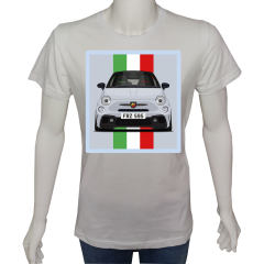 Unisex T-shirt Beyaz 'Oto / Abarth2' Baskılı