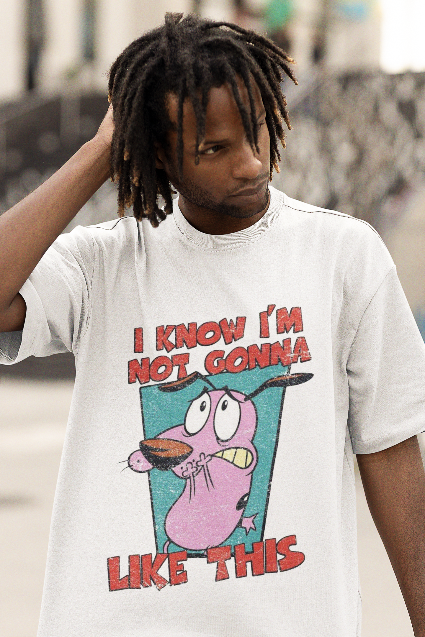 Oversize Unisex T-shirt Beyaz 'Fear of Dislike' Baskılı