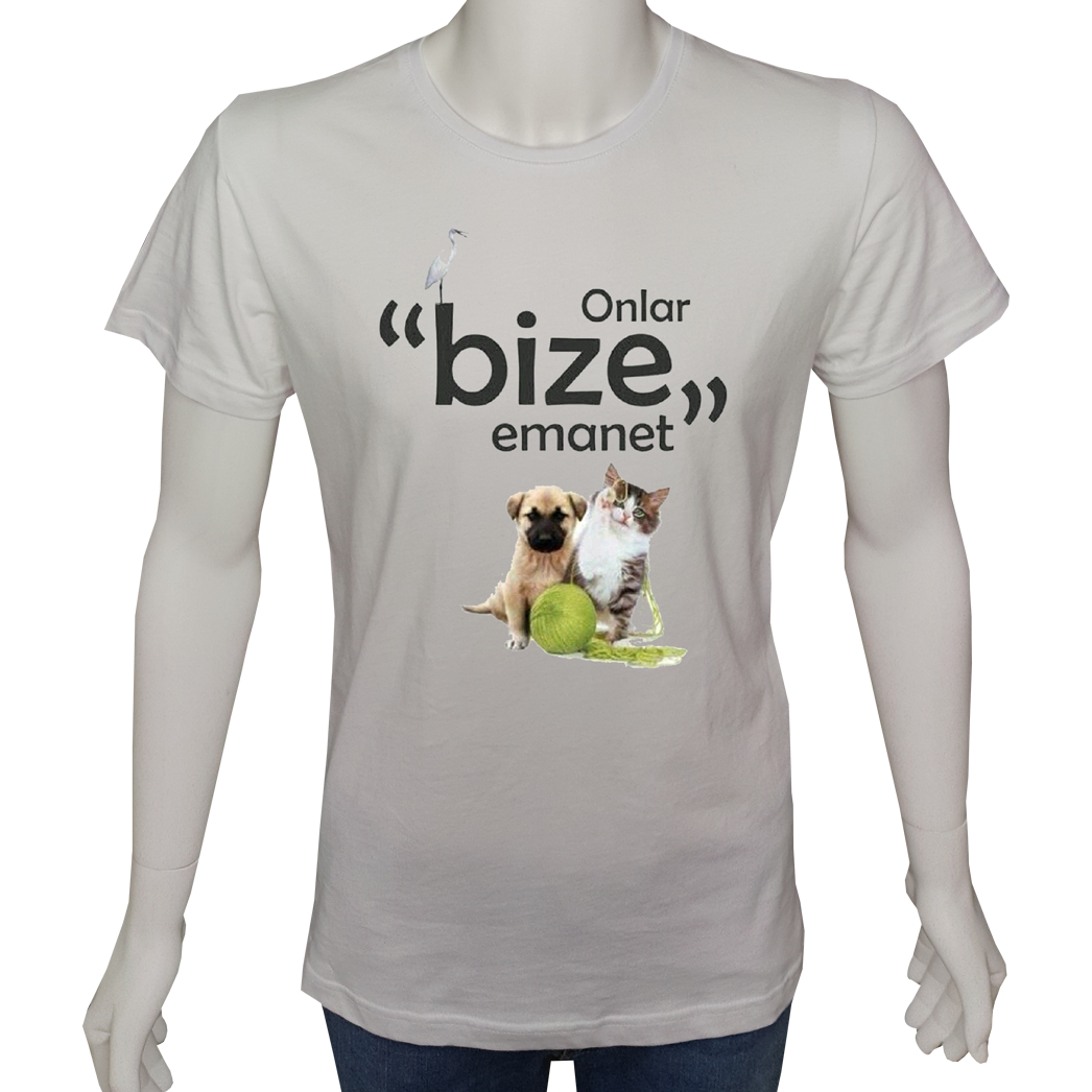 Unisex T-shirt Beyaz 'Doğa&Çevre/Onlar bize emanet' Baskılı