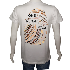 Unisex T-shirt Beyaz 'UyandırmaServisi / İnsanIrkı' 2Baskılı